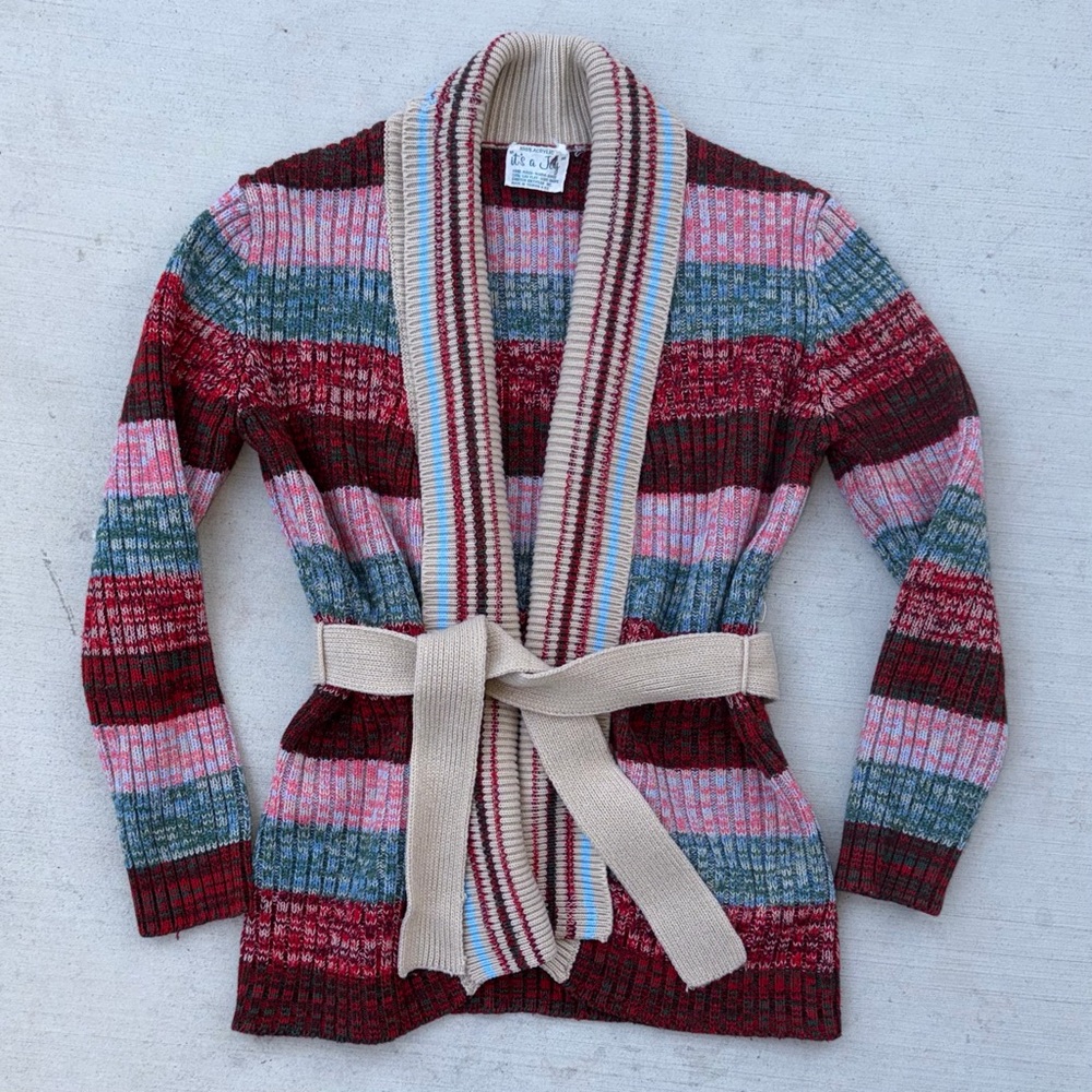 Vintage Striped Multicolor Cardigan Sweater